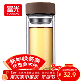 富光 男女士双层玻璃杯 高硼硅玻璃304茶隔水杯子 带茶隔泡茶杯500ml