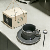 古莜轻奢咖啡杯子高档欧式下午茶咖啡杯套装高颜值拉花杯碟拿铁杯深灰