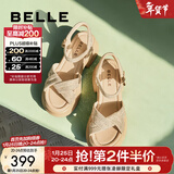 百丽（Belle）满钻条带繁星休闲凉鞋女商场款厚底凉鞋A9S2DBL4 杏色 34 (220mm)