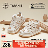 泰兰尼斯童鞋211秋冬新款学步鞋男宝宝加绒鞋女童防踢耐磨机能鞋婴儿鞋 白/杏-超纤-春秋款 24 内长15.5cm 适合脚长14.3-14.7