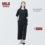 MUJI女式  麻混 弹力 连体裤 裤子女款 连体衣 女装 汉麻 BC2J9C4S 黑色 L (165/88A)