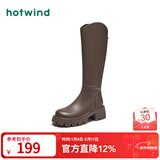 热风（Hotwind）女靴小v口显瘦长靴冬季新款通勤百搭复古增高靴子时尚休闲西部靴 02棕色（四季单里3802） 37 (235mm)