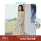 茵曼（INMAN）2025秋冬女装新款灯芯绒连衣裙新品长袖休闲针织礼服中长裙子 淡香杏-18348357H1 S