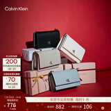 Calvin Klein【新年礼物】通勤单肩包荔枝纹包包金属搭扣链条翻盖CK女包斜挎包 UB1-太空黑 OS