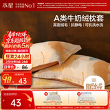 水星家纺枕套牛奶绒冬季双面保暖对枕套抗静电A类枕头罩一对装双人48x74cm