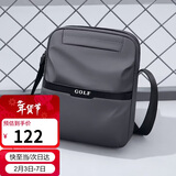 高尔夫GOLF单肩包男士休闲斜挎包男大容量牛津布学生随身小挎包可装ipad轻便手机包防泼水运动男包 黑配灰 