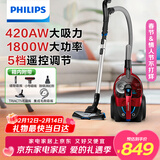飞利浦（PHILIPS）卧式吸尘器家用清洁机强劲大功率大吸力吸灰吸尘吸螨虫除螨宠物家庭适用FC9735/81