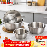 凌丰304不锈钢餐盘子菜碟家用菜盘家用圆盘加厚碟子骨碟菜盆 汤盆-外径22cm