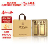 五粮液股份 财富人生金砖双支礼盒 纯粮食白酒 52度500ml*2瓶 年货礼盒