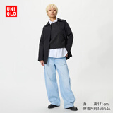 优衣库常规款女装男装宽松廓形牛仔裤/弯刀镰刀裤子479000 482280 479000/62粉蓝色 26 /160/66A