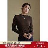 独束大码女装【发热防静电】百搭打底衫女显瘦秋冬新款胖mm针织衫 棕咖色 2XL