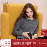 三彩2025冬季新款彩色单排扣小狗针织衫开衫外套圆领长袖百搭M 矿石灰 S 155/80A