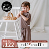 nest designs儿童家居服套装短袖T恤防蚊裤长裤男童女童宝宝睡衣 浆果紫（防蚊裤-灯笼裤版） 100 （建议身高90-102cm）