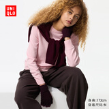 优衣库女装羊绒圆领针织衫/长袖毛衣毛衫479160 12 桃红色 M