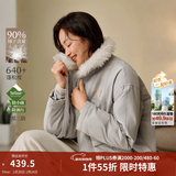 茵曼2025冬季女装新款三防毛绒领工装羽绒服高充绒量鸭绒保暖外套 雅典灰 L 168-172cm /121-130斤