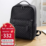 高尔夫GOLF背包男士时尚印花大容量双肩包男女防泼水电脑学生书包潮休闲商务旅行出差背包5I688466J黑色