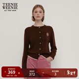 Teenie Weenie小熊秋季绵羊毛软糯毛针织开衫简约通勤毛衣外套女装 棕色 XS (155)