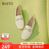 百思图春季商场同款时尚潮流通勤乐福鞋女单鞋WEF61AA3 米白 39