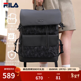 FILA斐乐官方男士背包【黑武士】双肩包防泼水老花轻便大容量电脑包 正黑色-BK XS