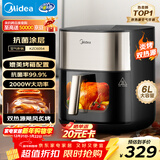 美的（Midea）小炎烤空气炸锅蒸烤一体上下双热源免翻面 可视窗口家用智能大容量6L金属内腔蒸汽嫩炸烤箱KZC6054