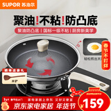 苏泊尔平底锅煎锅不粘锅牛排锅煎蛋轻烟少油聚油底防凸底不锈钢极光系列 适合1人-直径 24cm