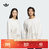 adidas经典时尚宽松抓绒圆领卫衣套头衫男女秋季阿迪达斯三叶草 白色 XS