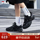斐乐（FILA）猫爪5代官方女复古运动鞋杨幂同款新款休闲鞋老爹鞋 黑-BK 35.5