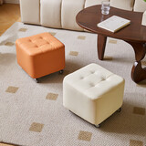 家逸万向轮移动小凳子客厅茶几沙发凳家用矮凳滑轮板凳软包换鞋脚踏凳