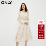 ONLY通勤气质收腰U领欧根纱套装连衣裙女|124146002 A03 毛艺灰色 S (160) 80A