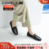 康莉（COMELY）乐福鞋女羊皮平底一脚蹬单鞋舒适通勤百搭小皮鞋秋季女鞋 黑色 37