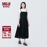 MUJI 女式 强捻 吊带连衣裙 女装裙子夏季纯棉全棉 长裙BC2IKC4S 黑色 L 165/88A