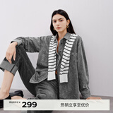 伊芙丽（eifini）蒋欣代言【爆款延续】复古蓝色牛仔衬衣女通勤女装外套 灰色 S 80-110斤