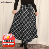Olrain【5折】慵懒百搭裙秋季新款维希格子设计感不规则半身裙 黑白格子 XL 170/76A/XL