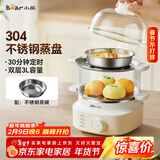 小熊（Bear）煮蛋器 蒸蛋器 自动断电小型不锈钢早餐神器 旋钮定时 双层蒸煮鸡蛋ZDQ-K14E1