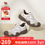 骆驼（CAMEL）经典丑萌鞋女时尚撞色户外休闲鞋 L24S469647A 米/银/咖 38