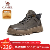 骆驼（CAMEL）加绒保暖厚底高帮休闲户外工装马丁靴男 G14W136641 灰色 41