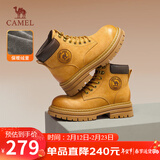 骆驼（CAMEL）大黄靴女休闲厚底短靴经典工装马丁靴 L24W013663R 黄色(绒里) 37