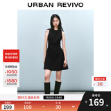 UR2025春季新款女摩登气质褶皱收腰显瘦无袖连衣裙UYY750030 黑色 XS