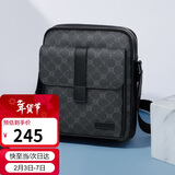 高尔夫GOLF单肩包男士大容量时尚印花斜挎包男竖款可装ipad手机包商务休闲小方包随身挂包男5I798466J灰配黑