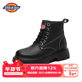 Dickies马丁靴女6孔春季新款短靴 经典光面平底英伦风女靴秋冬新款 28黑色(拉链) 37