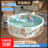 百金诺折叠游泳池免充气泳池水池儿童玩具池婴儿小孩室内围栏户外 160*45开心动物园 手推泵+泳圈+海洋球