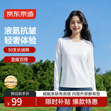 京东京造【50S水柔棉】长袖t恤女纯棉秋季新款打底衫白小T 白色 L