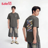 班尼路（Baleno）短袖男夏季美式潮牌学生休闲百搭纯棉t恤男重磅宽松情侣半袖上衣