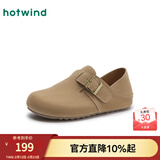 热风（Hotwind）【商场同款】女鞋通勤勃肯鞋春季新款百搭一脚蹬懒人鞋女软底拖鞋 09灰色(全包两穿款)H15W25106 38