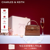 CHARLES&KEITH鳄鱼纹凯莉包手提斜挎婚包包女包生日礼物新年礼物CK2-50270880-1 Chocolate Croco巧克力鳄鱼纹色（新色） S