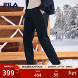斐乐（FILA）官方冬季新款男子加绒保暖长裤针织直筒运动裤子百搭通勤休闲长裤 【经典款-加绒保暖版】正黑色-BK XL 180/88A