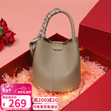 YUYULA牛皮包包女包水桶包高端品牌斜挎手提送生日情人节礼物女朋友老婆