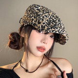 鲸曦美式复古辣妹豹纹前进帽女春夏季薄款小众设计感时尚鸭舌贝雷帽子 豹纹前进帽【花色】