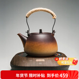 容山堂粗陶茶壶煮茶器茶具套装泡茶壶烧水壶电陶炉围炉煮茶碳炉酒精炉 直钮茶壶小悦黑胡桃电陶炉 780ml