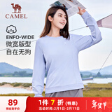 骆驼（CAMEL）长袖圆领套头卫衣女宽松休闲运动打底衫 J23CZ0L5064 晨曦紫 L